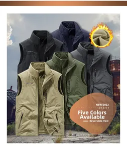 Detailed view of reversible fleece vest showing five colors and durable thick material