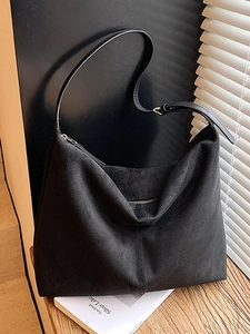 Sac Cabas Vintage en Daim Synthétique pour Femmes Grande Capacité Couleur Unie Sac à Épaule Hobo Fourre-tout Minimaliste