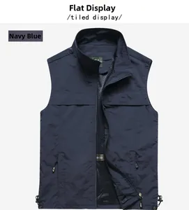 Détail du gilet de travail bleu marine avec doublure en maille et cordon de serrage bas
