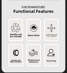 Waterproof and windproof functional outerwear features for winter outdoor thermal protection