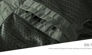 Detail shot of the inner mesh lining and secure storage pocket of a men jacket