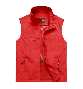 Gilet Utilitaire Extérieur Décontracté pour Hommes Léger Multi-Poches Col Montant Pêche Photo Gilet de Travail Avec Doublure en Maille