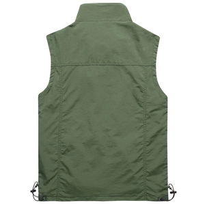 Gilet de travail extérieur vert armée avec col montant et ourlet à cordon, vue de dos