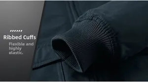 Close-up of elastic ribbed cuffs on a winter worker jacket with durable cotton fabric