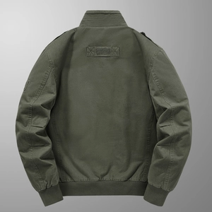 Giacca uomo verde militare con fodera in pile e polsini a costine e stampa retro