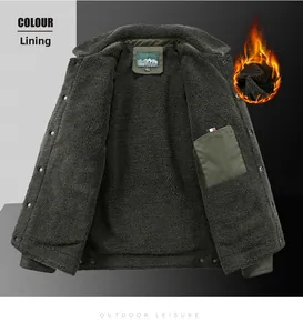 Detailed view of heavy fleece lining and interior pocket on army green jacket