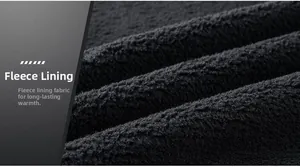 Close-up of thick black fleece lining for winter jacket with heat retention texture