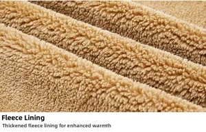 Close-up of the thick brown fleece lining of the winter flight jacket for warmth