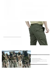 Vue détaillée de la grande poche à rabat sur le pantalon cargo séchage rapide pour homme