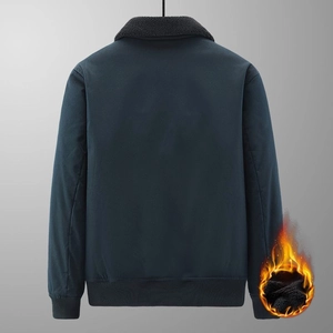 Men's winter fleece bomber jacket with shearling collar and warm thermal lining