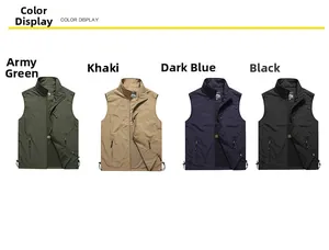 Gilet da esterno per uomo nei colori verde militare, kaki, blu scuro e nero, vista piana
