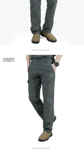 Détail du pantalon cargo outdoor gris à séchage rapide avec des poches zippées latérales