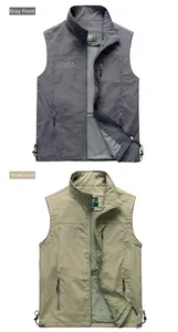 Dettaglio di gilet leggeri ad asciugatura rapida con collo alto e tasche multiple con zip
