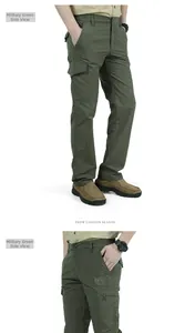 Détail du pantalon cargo vert armée avec coutures renforcées et poches zippées latérales