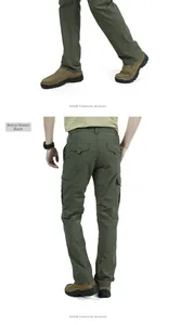 Vue arrière du pantalon tactique homme vert armée à séchage rapide avec poches à rabat