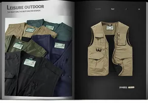 Dettaglio del gilet outdoor kaki con tasche multiple e fodera interna in rete traspirante