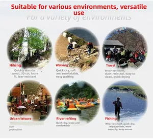 Detail showing outdoor vest usage in mountaineering, fishing, and hiking activities