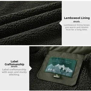 Detailed view of the thick fleece lining and embroidered collar label on this warm jacket