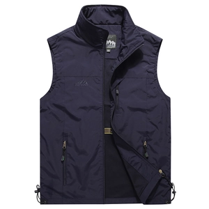 Gilet da Uomo Outdoor Leggero Multitasche Casual Collo in Piedi Asciugatura Rapida Nylon Pesca Fotografia Gilet Moda
