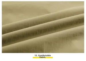 Macro detail of comfortable khaki textured fabric for outdoor multi-pocket vests