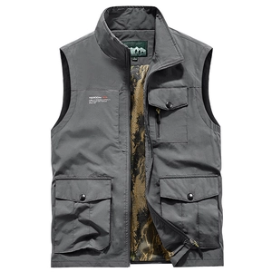 Men's waterproof outdoor utility vest with multi-pockets and breathable mesh lining