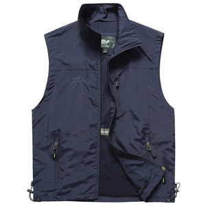 Men's Outdoor Waterproof Vest Multi-Pocket Stand Collar Nylon Casual Vest For Fishing Photography Lightweight Windproof Top