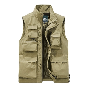 Outdoor Multi-pocket Utility Vest For Men Fishing Photography Sleeveless Jacket Mesh Lining Tactical Waistcoat