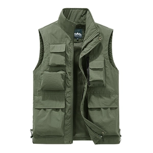 Outdoor utility fishing vest with multiple functional pockets and breathable mesh lining