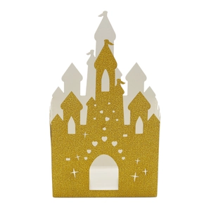 Glitter Gold Castle Candy Box Laser Cut Hollow Paper Gift Box For Wedding Birthday Party Favor Chocolate Packaging Decor