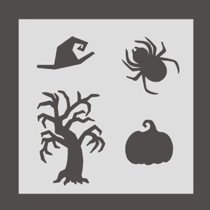 Halloween PET Malvorlagen Set Hexe Kürbis Fledermaus Spinne Hohl Laserschnitt DIY Zeichenvorlagen Für Kinder Kunsthandwerk Dekor