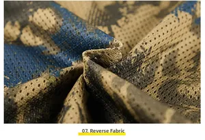 Detail of breathable camouflage mesh fabric used for outdoor sports vests