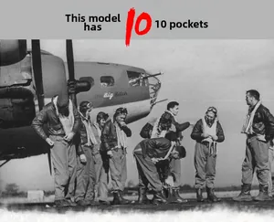 Detail showing the 10 functional pockets of the retro military outdoor vest