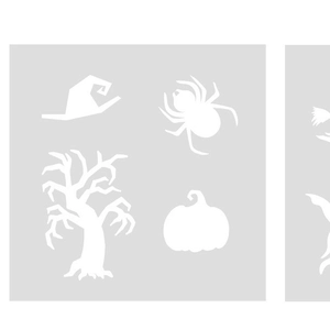 Wiederverwendbare PET-Halloween-Schablonen mit Hexenhut-, Kürbis- und Spinnenmotiven