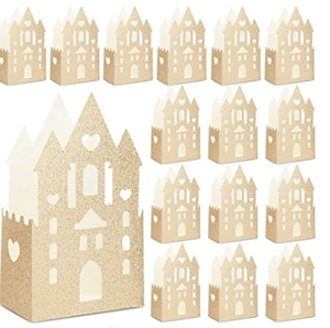 Gold Glitter Castle Wedding Party Favor Boxes Laser Cut Hollow Heart Design Chocolate Candy Packaging Paper Gift Boxes