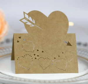 Laser Cut Heart Cupid Arrow Hollow Out Artificial Pearl Paper Wedding Place Cards Table Name Decoration For Party Banquet Event