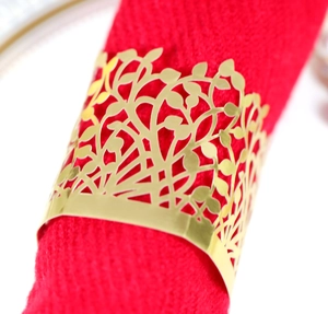 Hollow Out Pearlescent Paper Napkin Rings Butterfly Leaf Design For Wedding Banquet Hotel Dinner Table Decoration Elegant Accessories