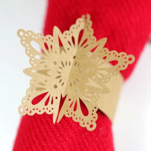 Laser Cut Paper Napkin Rings Snowflake Butterfly Hollow Holder For Christmas Wedding Birthday Party Table Decoration Artificial Pearl Paper