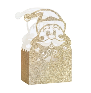 Glittery gold Santa Claus hollow candy box for Christmas party gift packaging