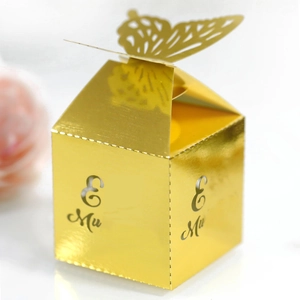Butterfly Laser Cut Hollow Candy Boxes Pearlescent Paper Chocolate Gift Wrapping For Wedding Birthday Party Anniversary Event