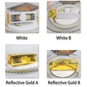 Scatole per caramelle traforate al laser in oro e bianco per confezioni regalo