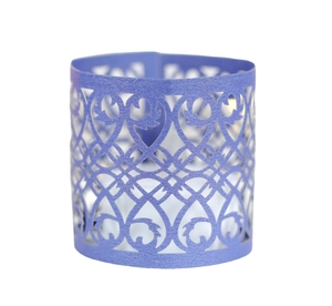 Purple laser cut hollow lace decorative sleeve for LED tea light candles and cupcakes