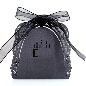 Boîtes Cadeaux Découpées Au Laser Papier Perlé Avec Ruban Palais Lune Étoile Motif Eid Mubarak Ramadan Mariage Fête