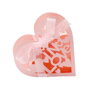 Heart Shaped Candy Box Laser Cut Hollow LOVE Pearlescent Paper Ribbon Wedding Valentine Day Romantic Gift Wrap
