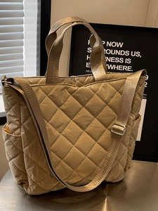 Women Large Capacity Quilted Rhombus Tote Bag Fashion Urban Padded Crossbody Bag Casual Daily Commuting Shoulder Handbag