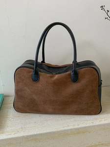 Large Capacity Matte Suede Splicing Tote Bag Women Commuter Shoulder Crossbody Bag Contrast Color Pillow Bag Urban Casual Handbag