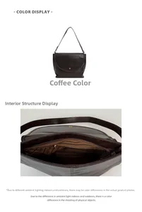 Détail de l'intérieur du sac cabas vintage café avec doublure rayée et boucle magnétique