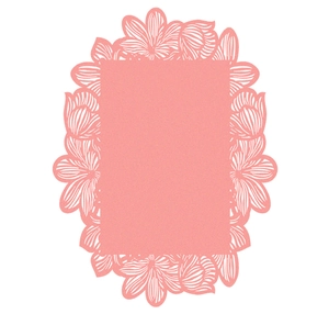 Pink laser-cut lace card with floral hollow border for wedding or journal decoration