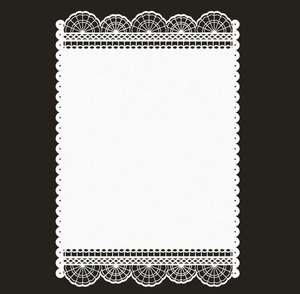 White rectangle laser-cut lace paper mat with scallop edges for party and scrapbooking