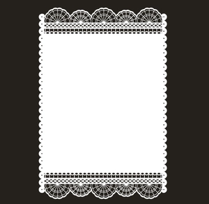 White rectangular lace paper mat with laser-cut hollow edges for party decor