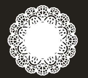 Detailed laser-cut white paper doily with heart patterns for scrapbooking and crafts